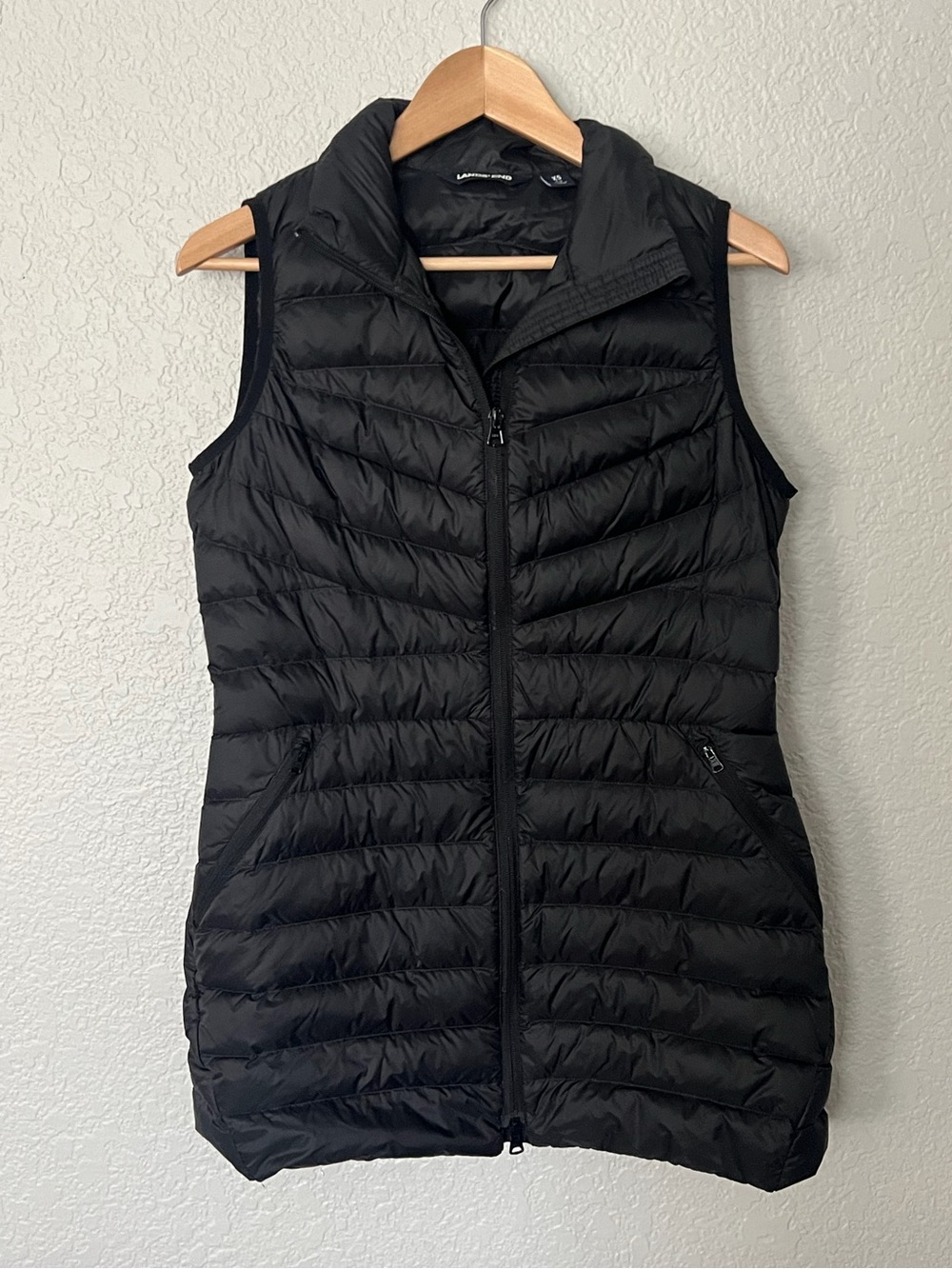Lands' End Black Quilted Packable Puffer Vest